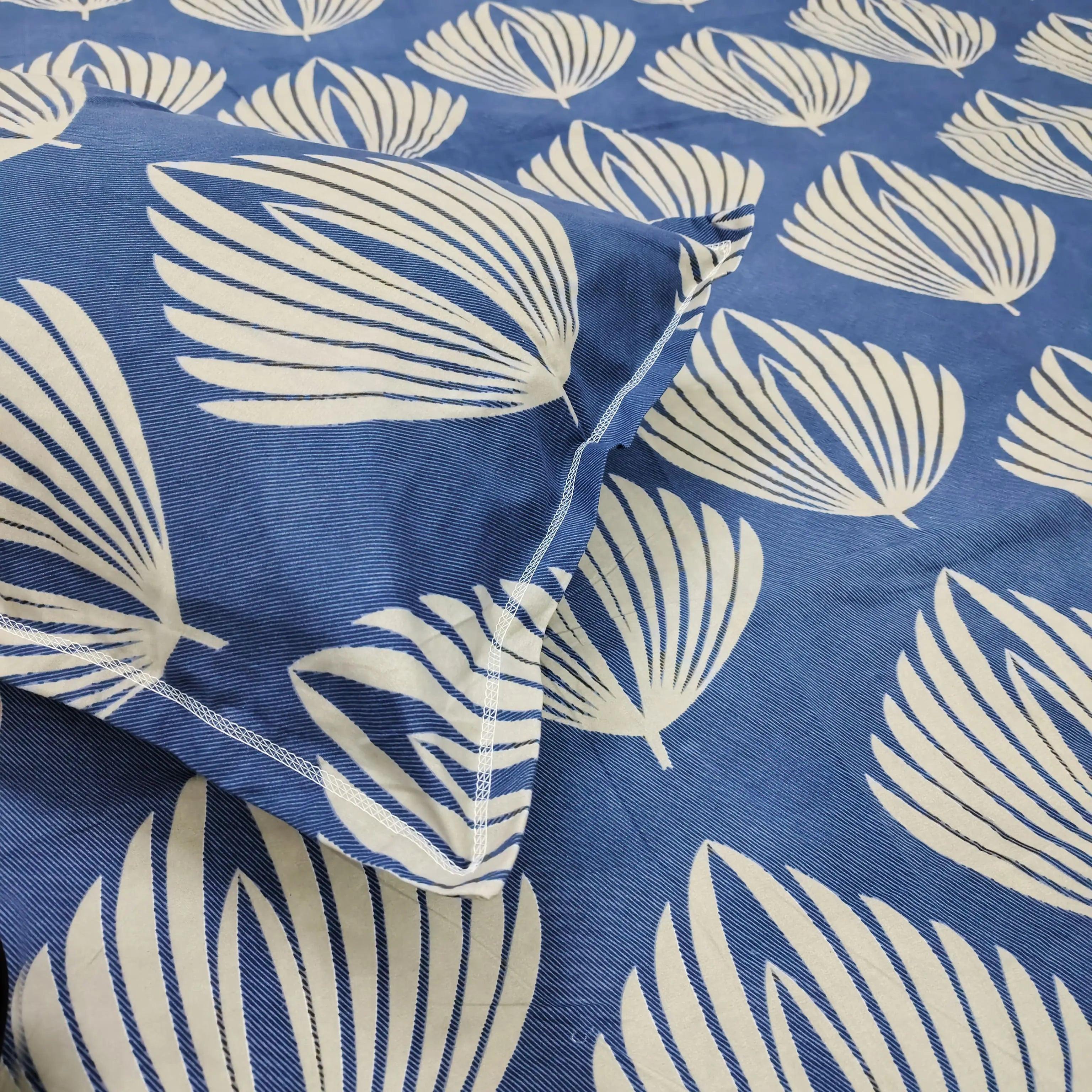 Floral 210 TC Fitted Bedsheet - Blue BRAVIA