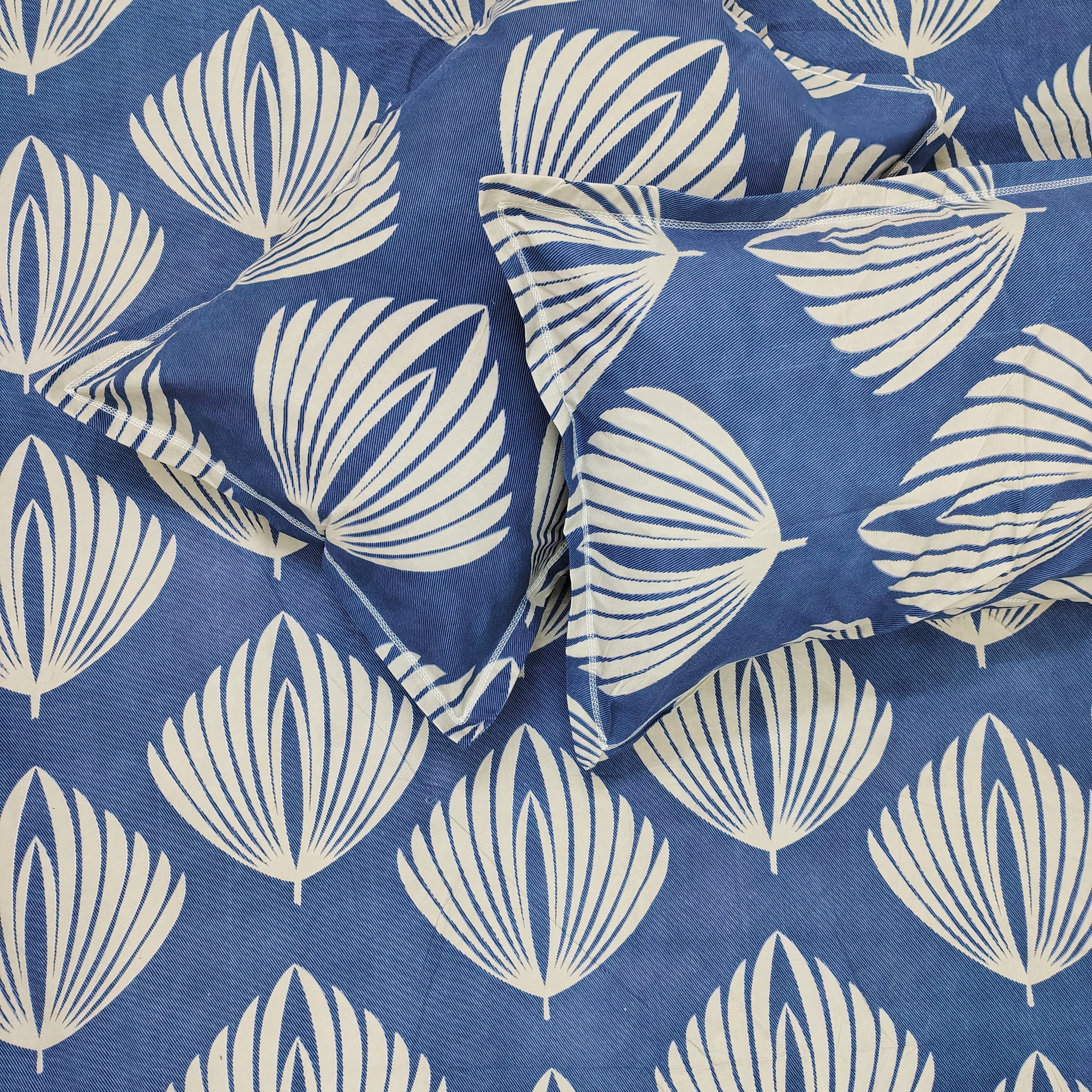 Floral 210 TC Fitted Bedsheet - Blue BRAVIA