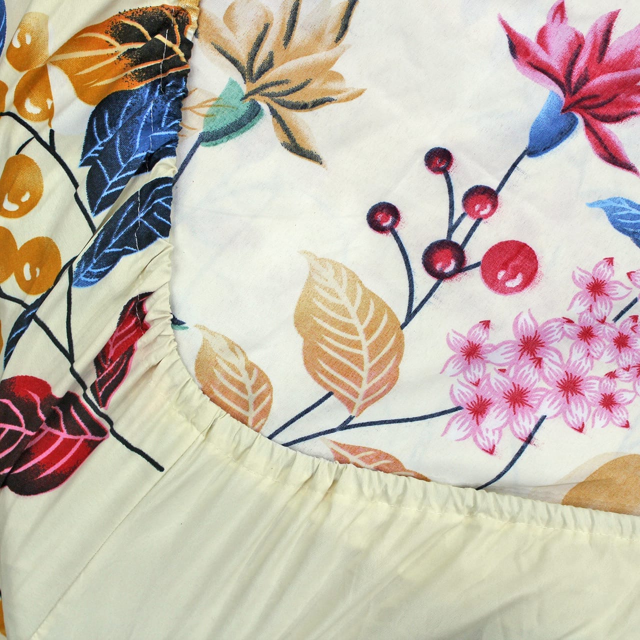 Floral 210 TC Fitted Bedsheet - Multicolor BRAVIA