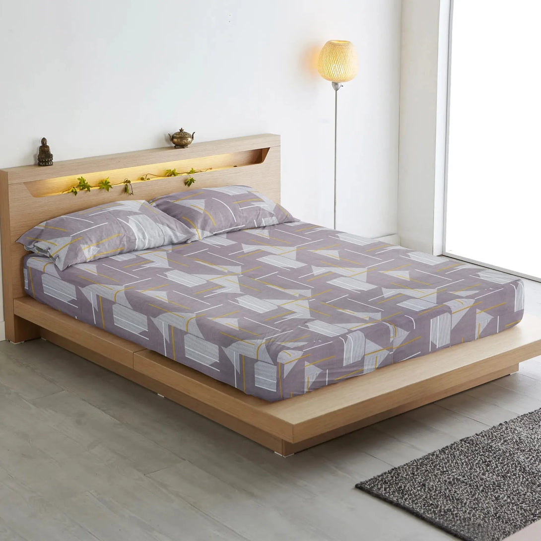 Floral 210 TC Fitted Bedsheet - Brown BRAVIA