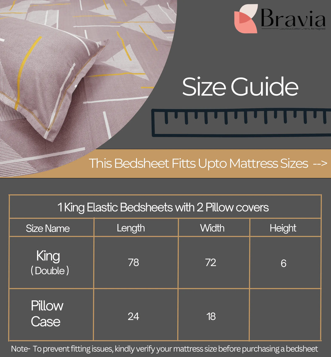 Floral 210 TC Fitted Bedsheet - Brown BRAVIA