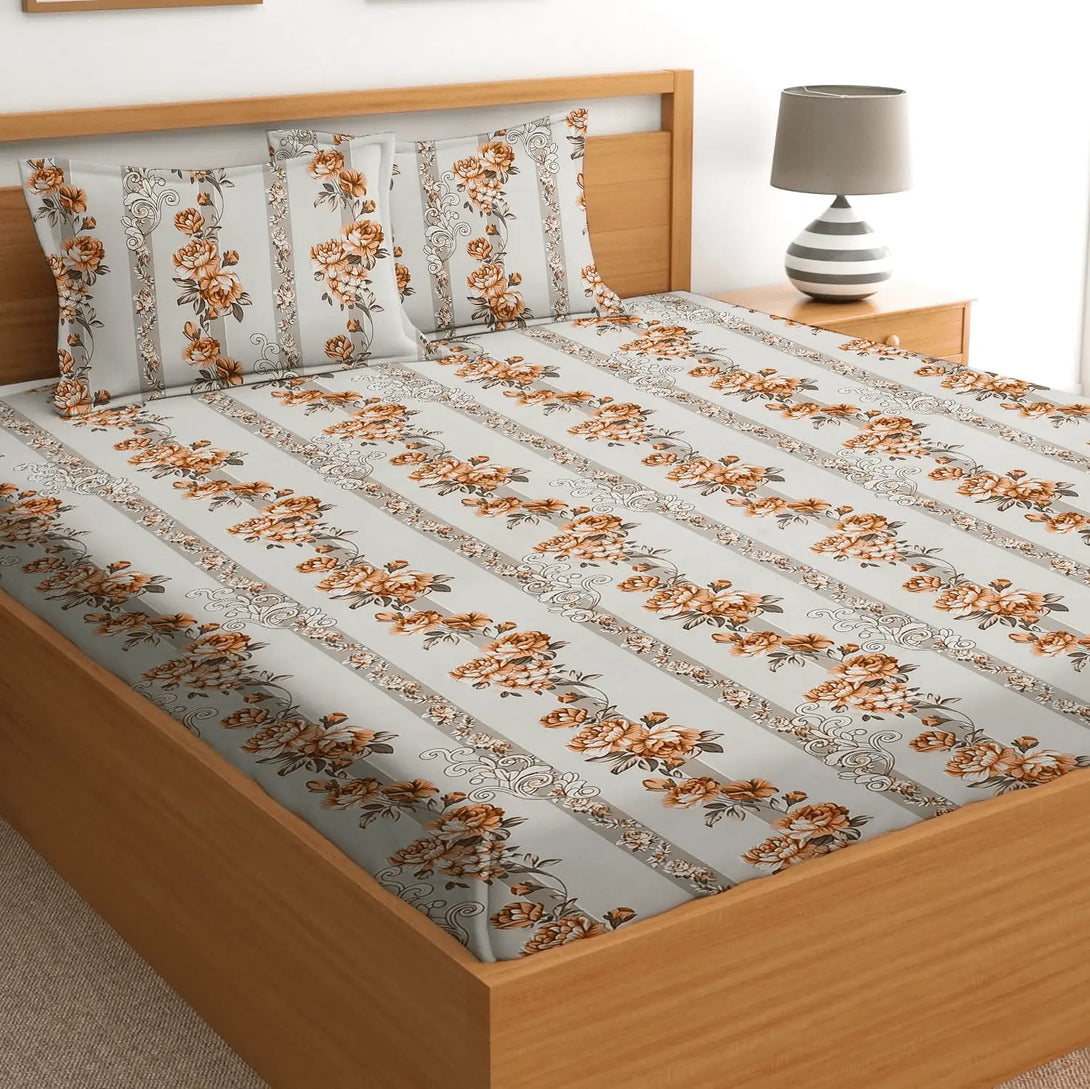 Floral 210 TC Fitted Bedsheet - Multicolor BRAVIA