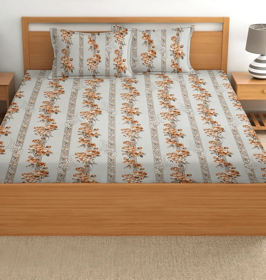 Floral 210 TC Fitted Bedsheet - Multicolor BRAVIA
