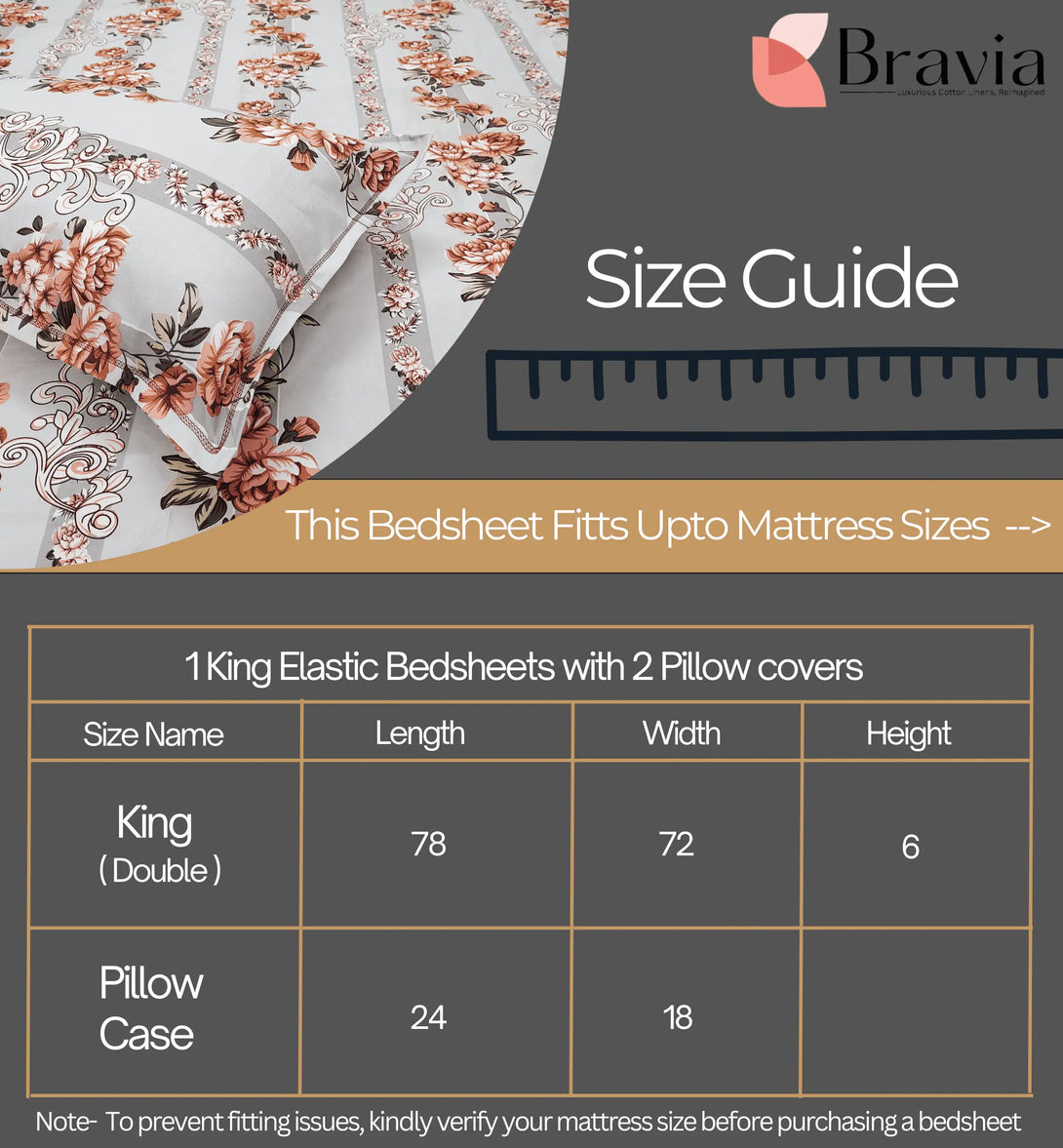 Floral 210 TC Fitted Bedsheet - Multicolor BRAVIA