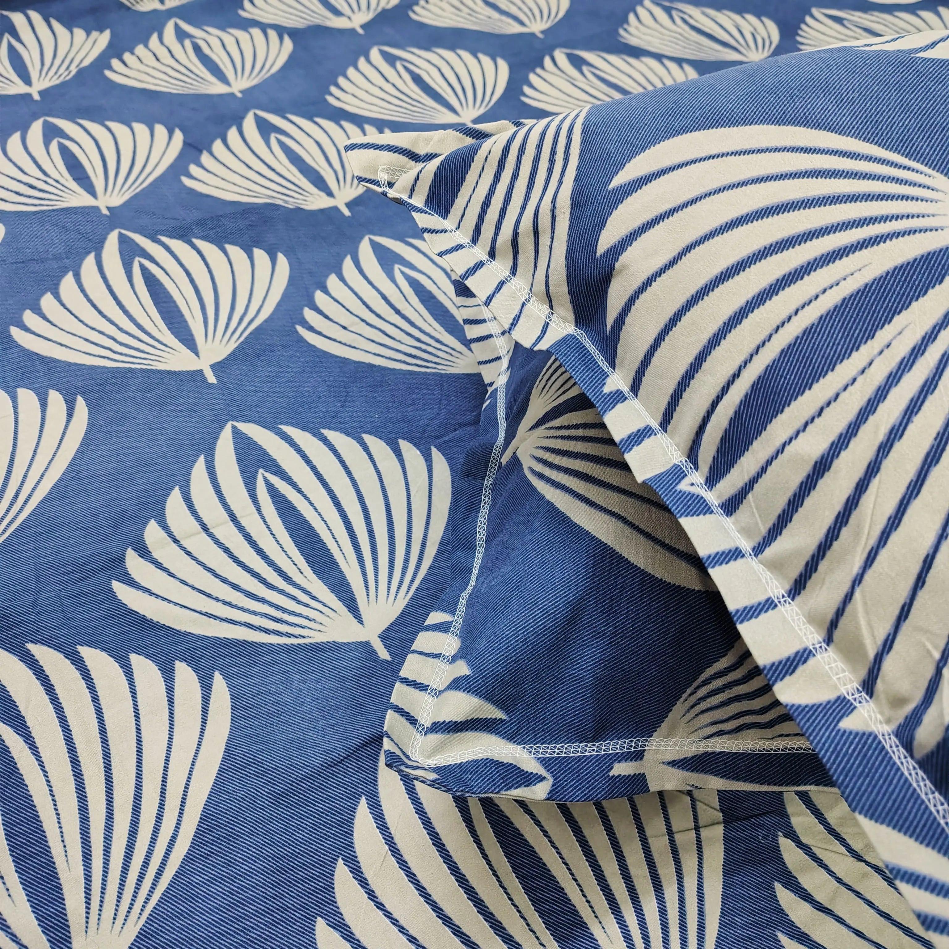 Floral 210 TC Fitted Bedsheet - Blue BRAVIA