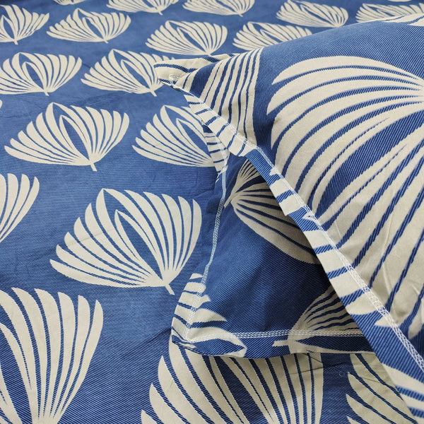 Floral 210 TC Fitted Bedsheet - Blue BRAVIA