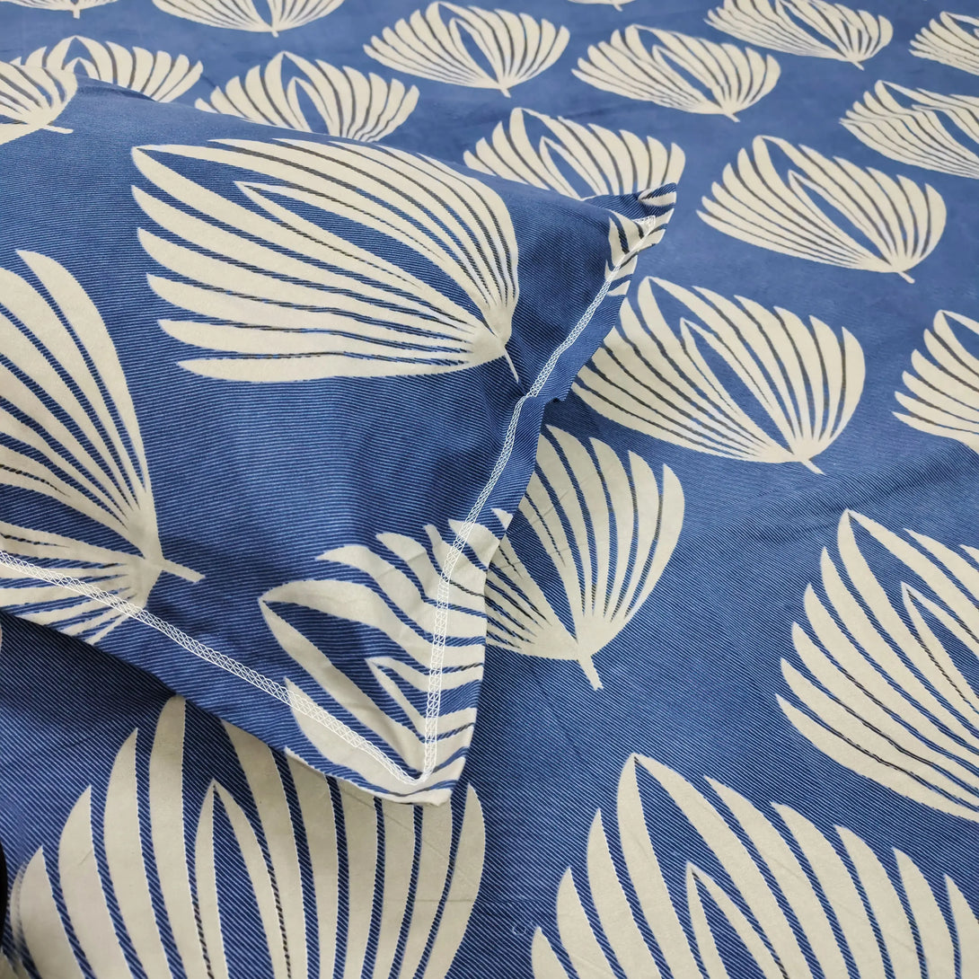 Floral 210 TC Fitted Bedsheet - Blue BRAVIA