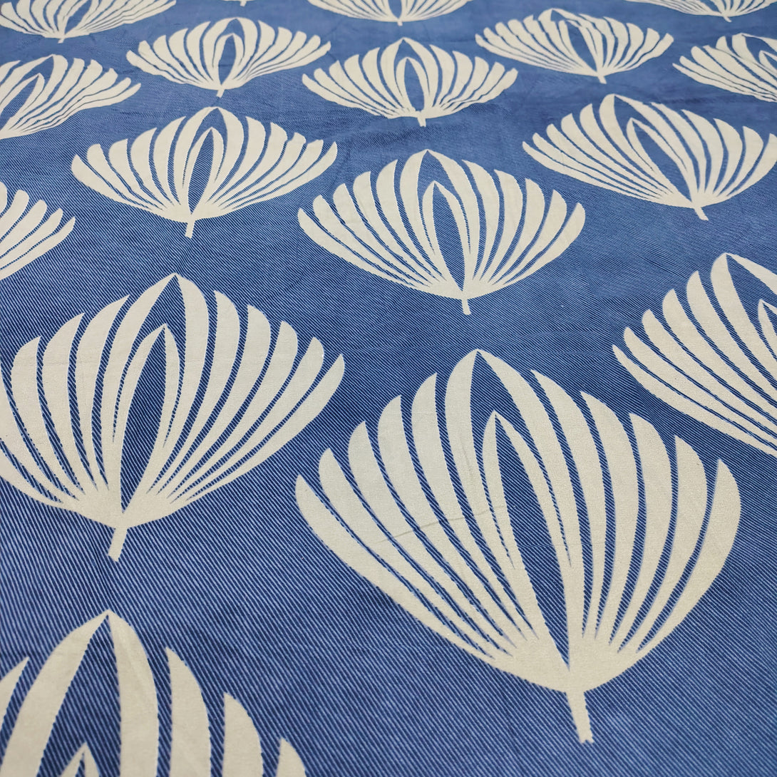 Floral 210 TC Fitted Bedsheet - Blue - Braviadecor
