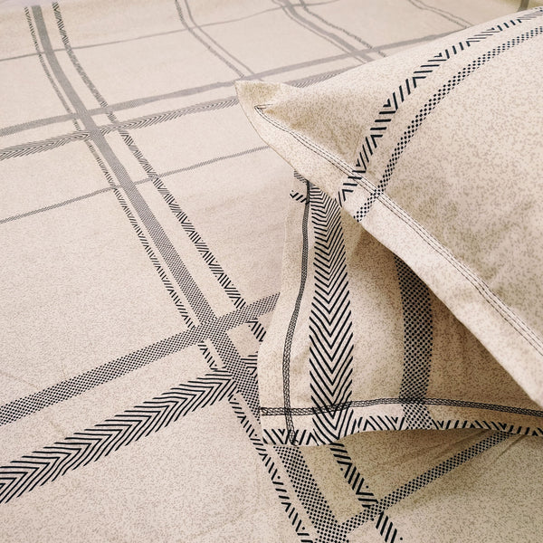 Floral 210 TC Fitted Bedsheet - Beige - Braviadecor