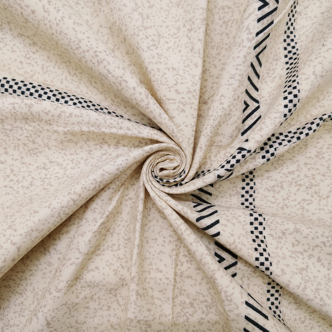 Floral 210 TC Fitted Bedsheet - Beige - Braviadecor