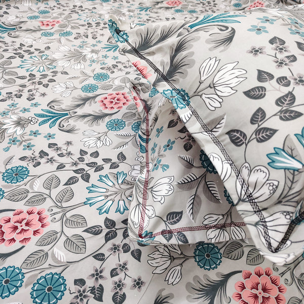 Floral 210 TC Fitted Bedsheet - Multicolor - Braviadecor