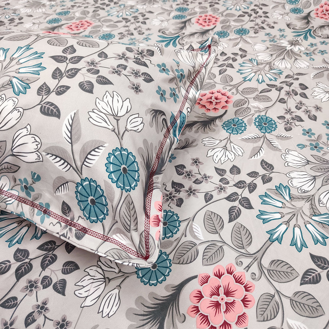 Floral 210 TC Fitted Bedsheet - Multicolor - Braviadecor