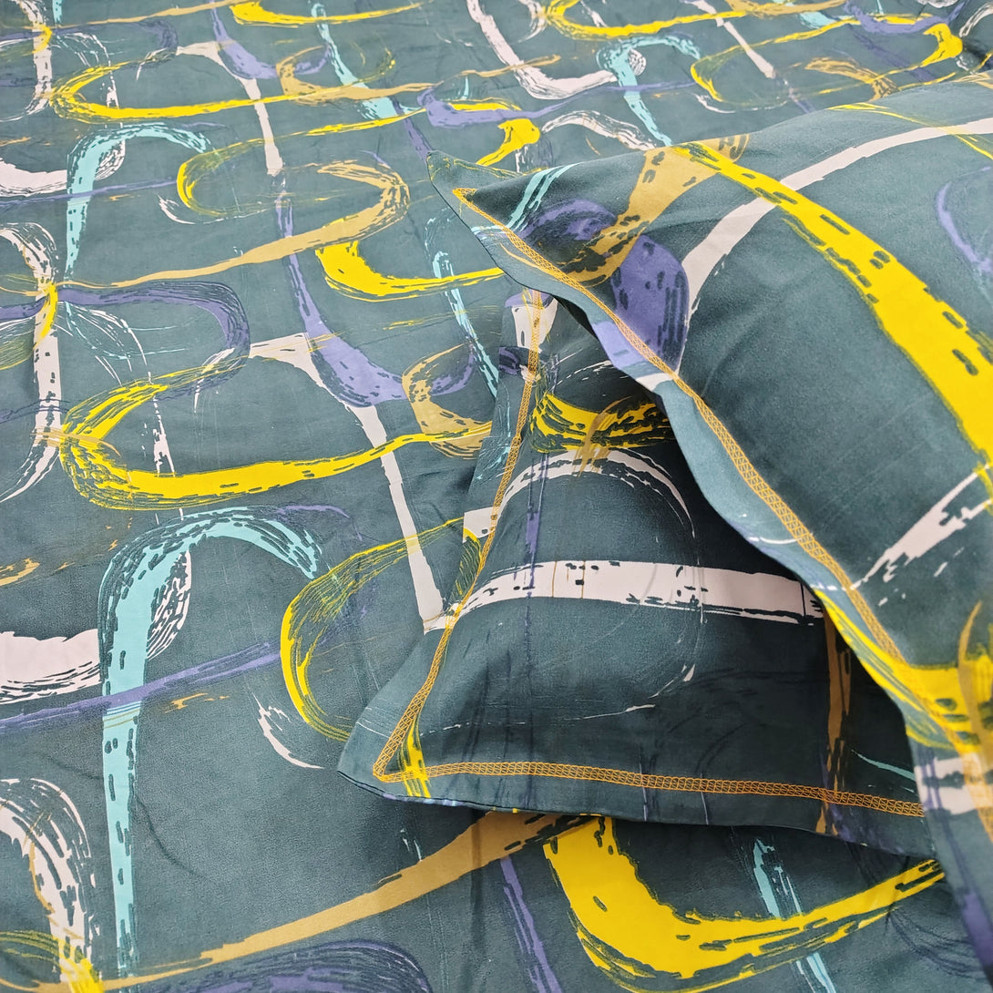 Floral 210 TC Fitted Bedsheet - Green - Braviadecor