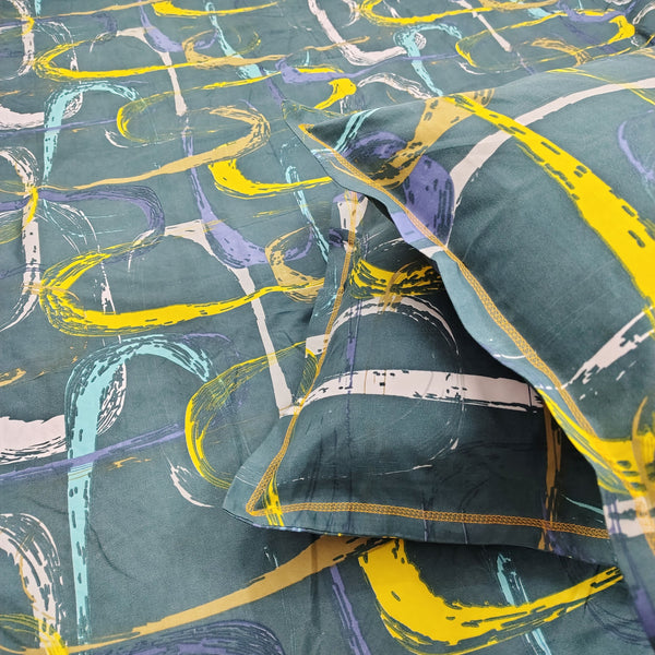 Floral 210 TC Fitted Bedsheet - Green - Braviadecor