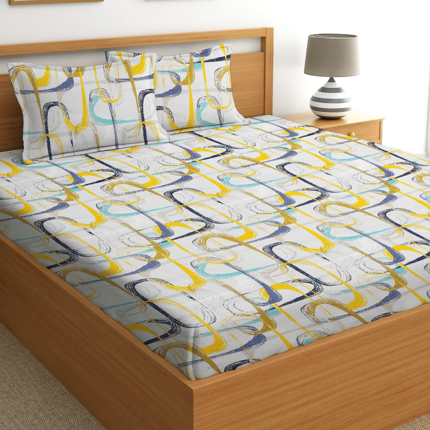Floral 210 TC Fitted Bedsheet - Multicolor BRAVIA