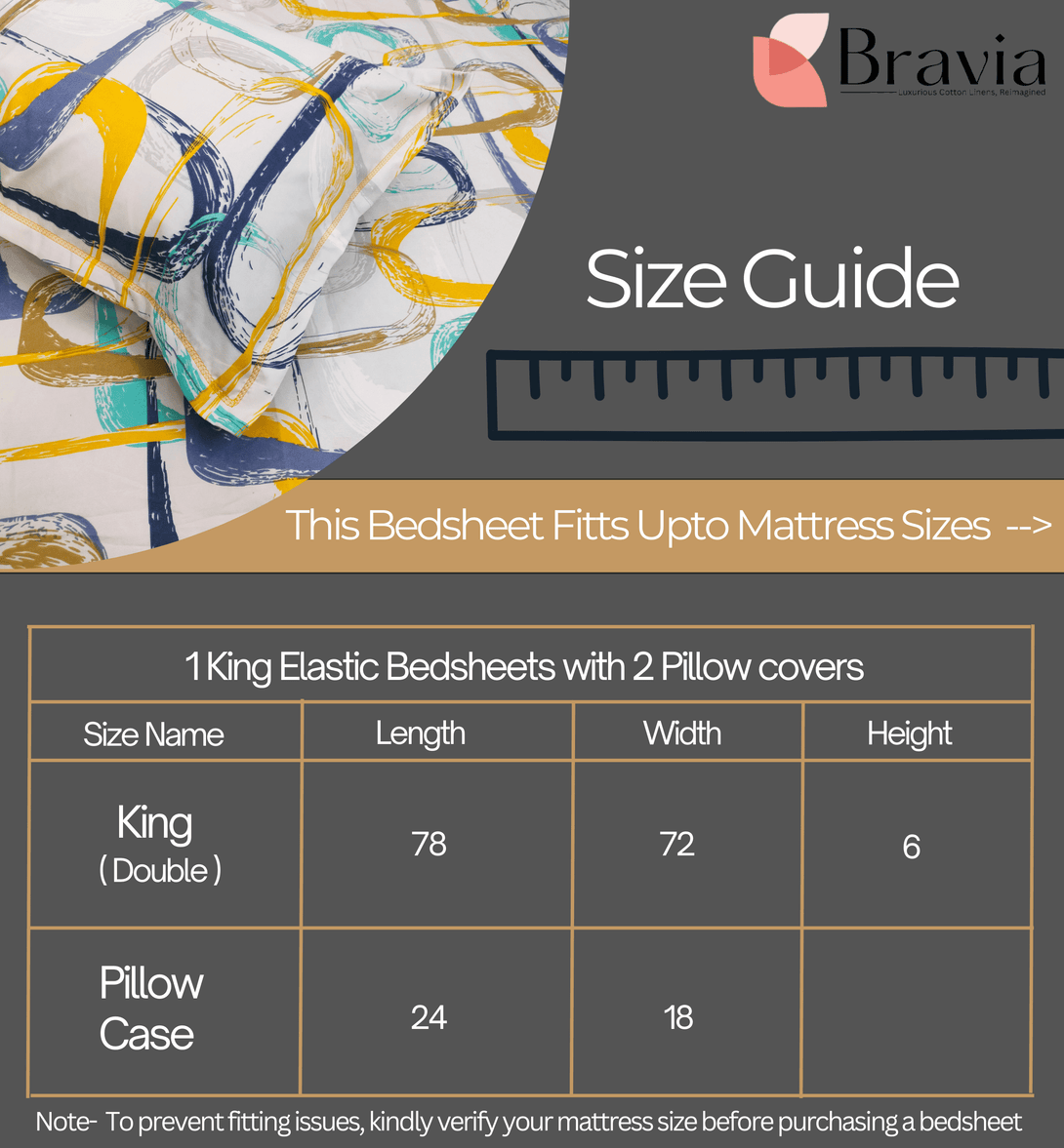 Floral 210 TC Fitted Bedsheet - Multicolor - Braviadecor