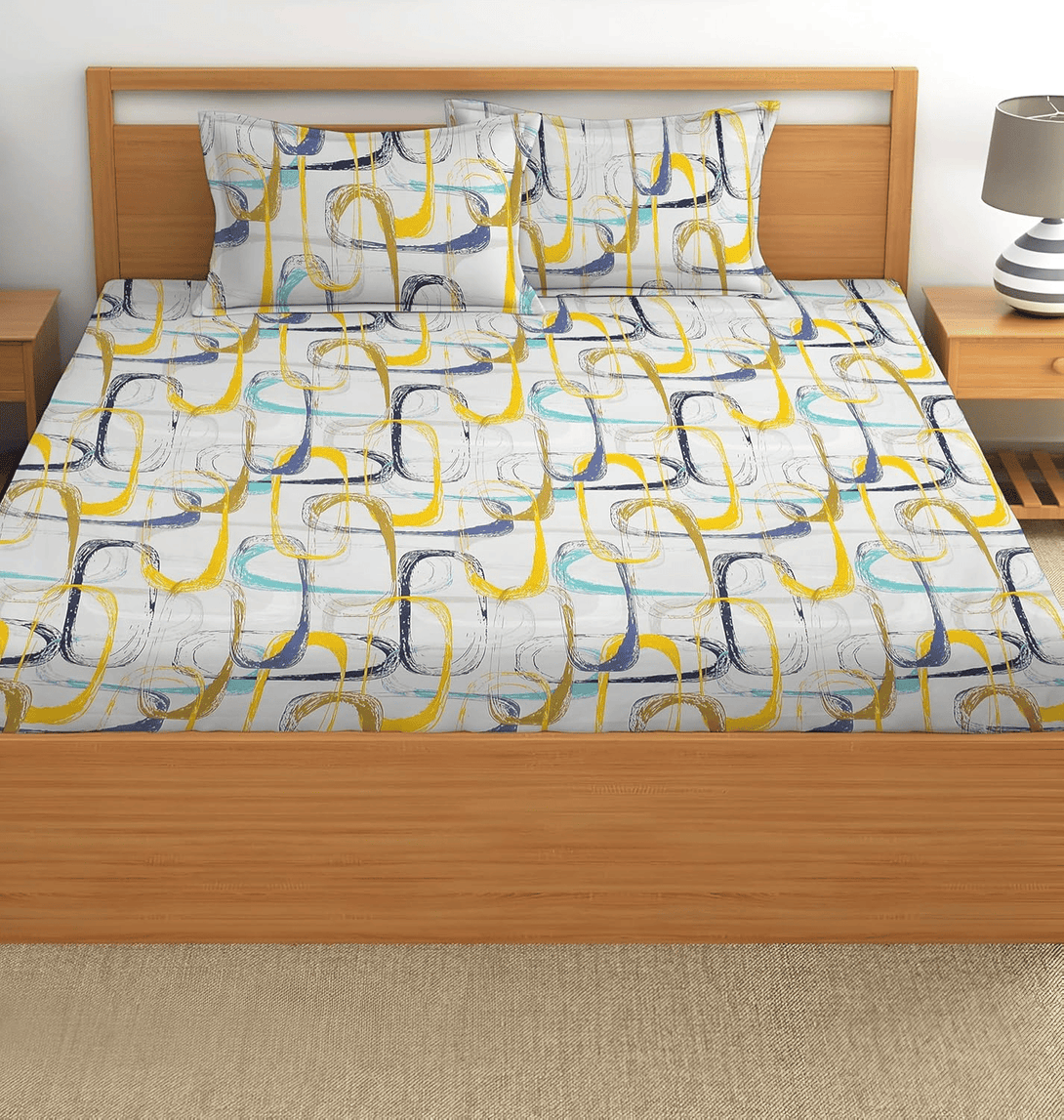Floral 210 TC Fitted Bedsheet - Multicolor - Braviadecor