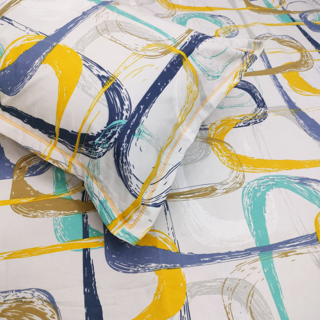 Floral 210 TC Fitted Bedsheet - Multicolor - Braviadecor