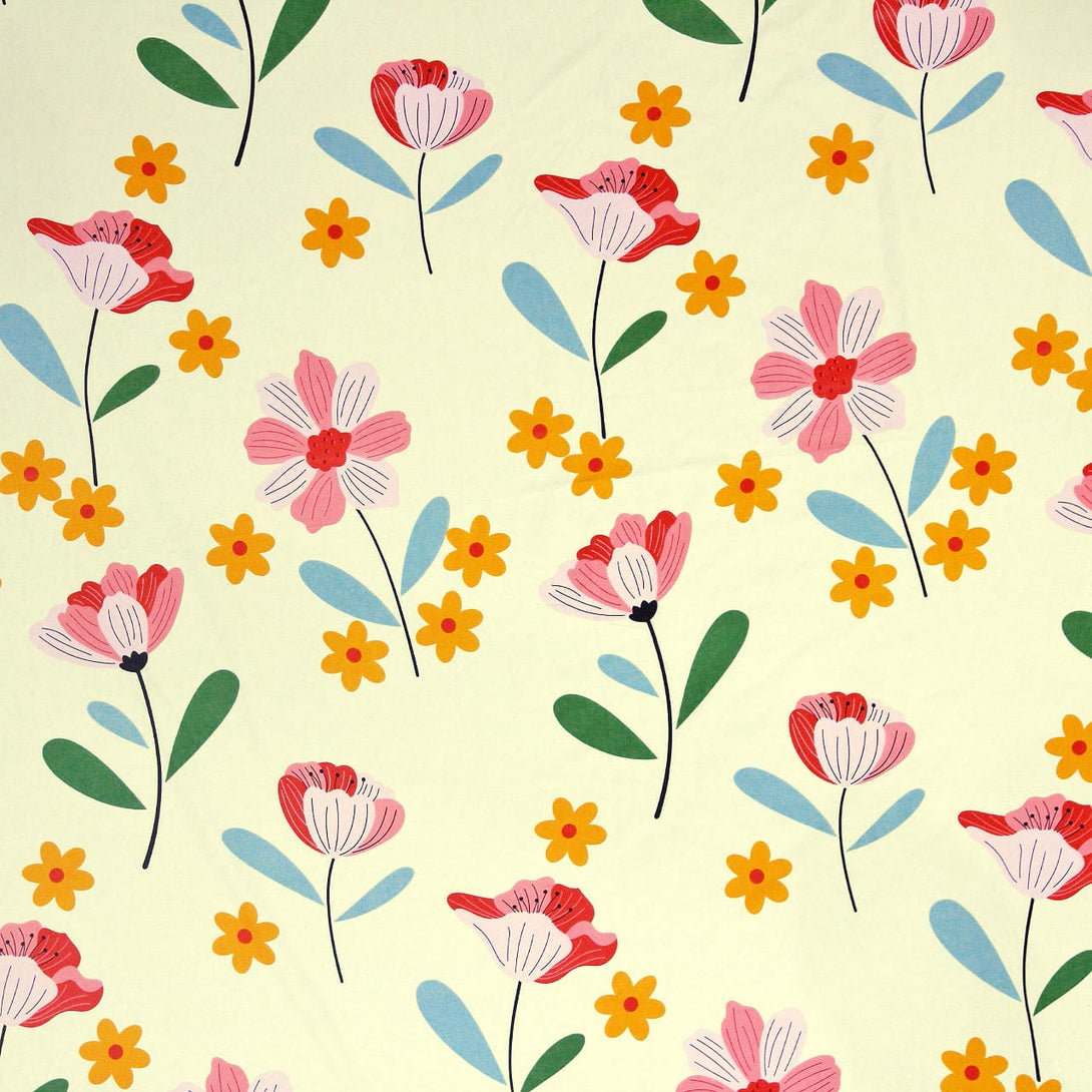 Floral 210 TC Fitted Bedsheet - Multicolor - Braviadecor