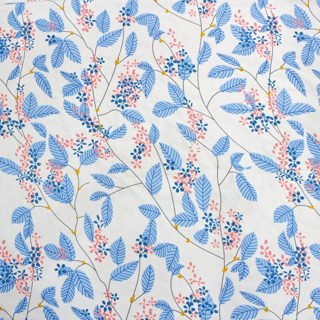 Floral 210 TC Fitted Bedsheet - Blue - Braviadecor