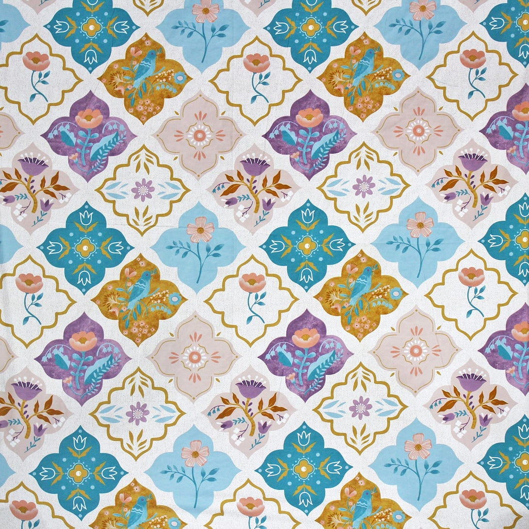 Floral 210 TC Fitted Bedsheet - Multicolor - Braviadecor
