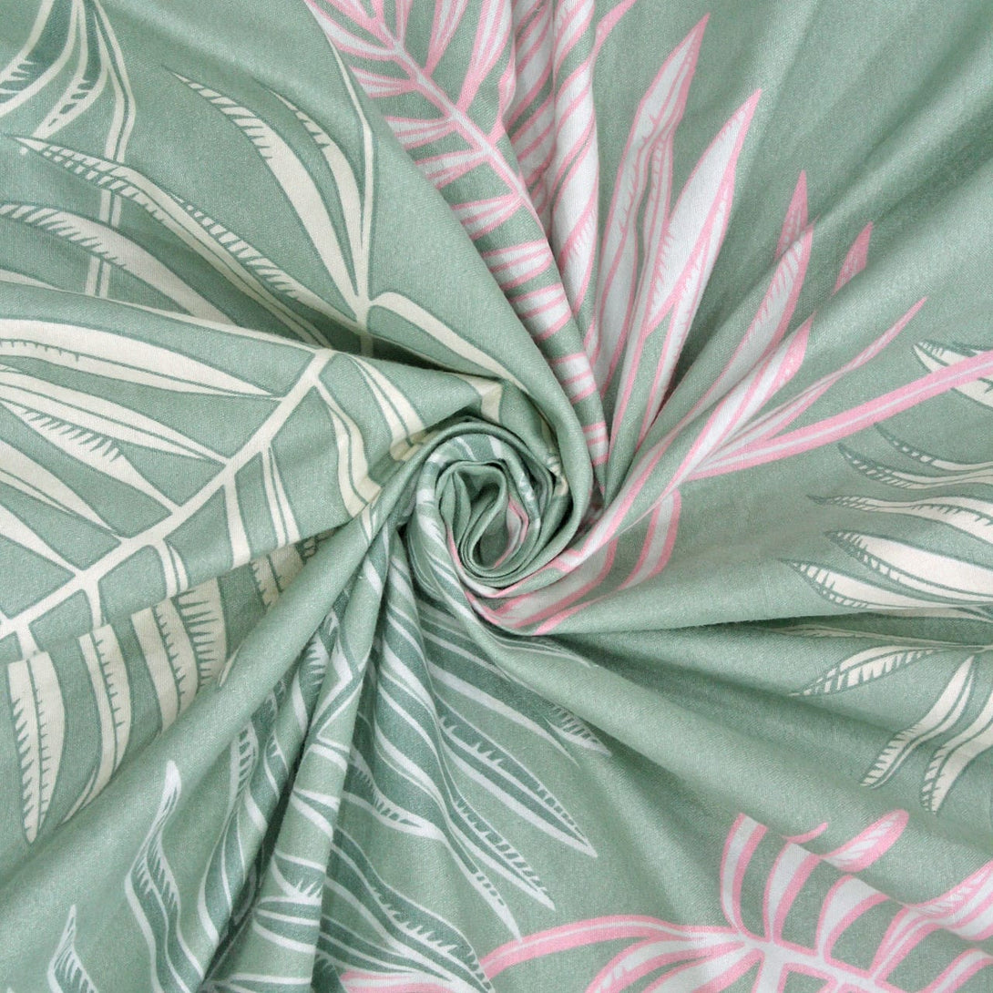 Floral 210 TC Fitted Bedsheet - Green - Braviadecor