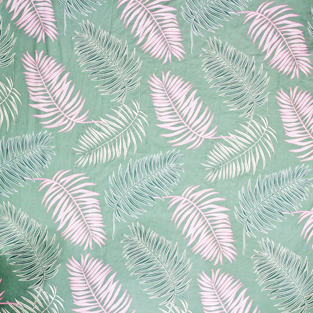 Floral 210 TC Fitted Bedsheet - Green - Braviadecor