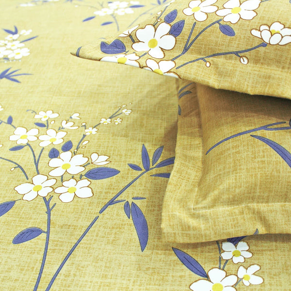 Floral 210 TC Fitted Bedsheet - Olive - Braviadecor