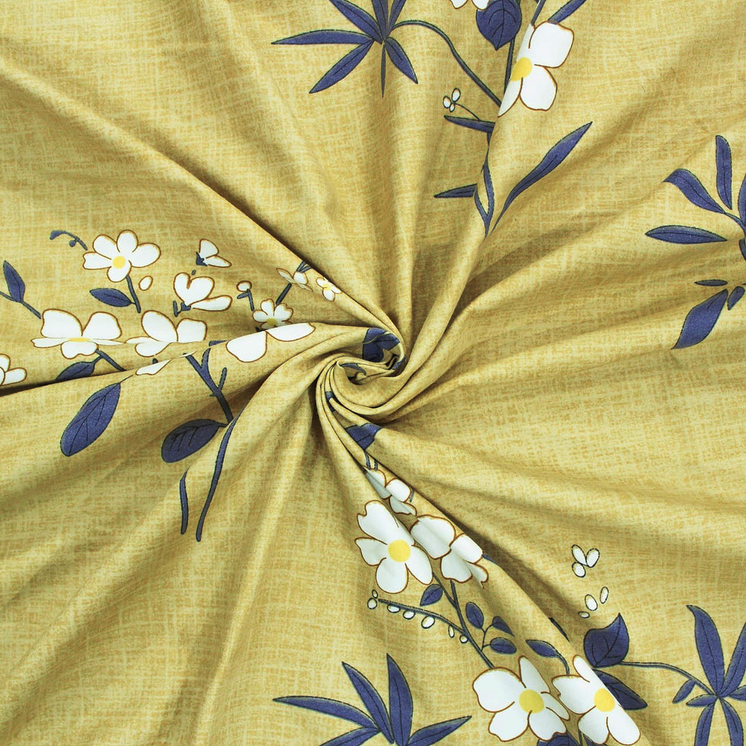 Floral 210 TC Fitted Bedsheet - Olive - Braviadecor