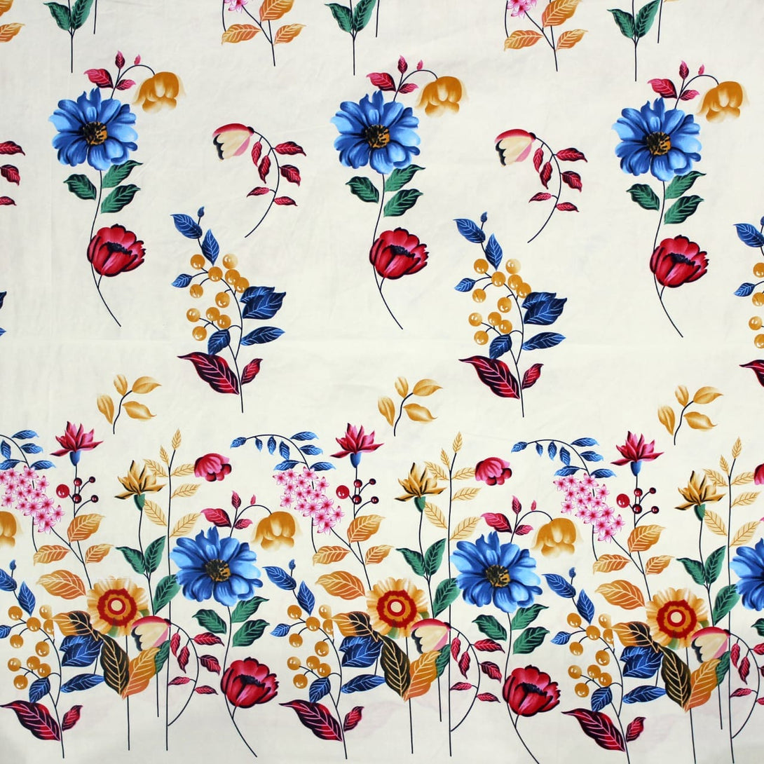 Floral 210 TC Fitted Bedsheet - Multicolor - Braviadecor