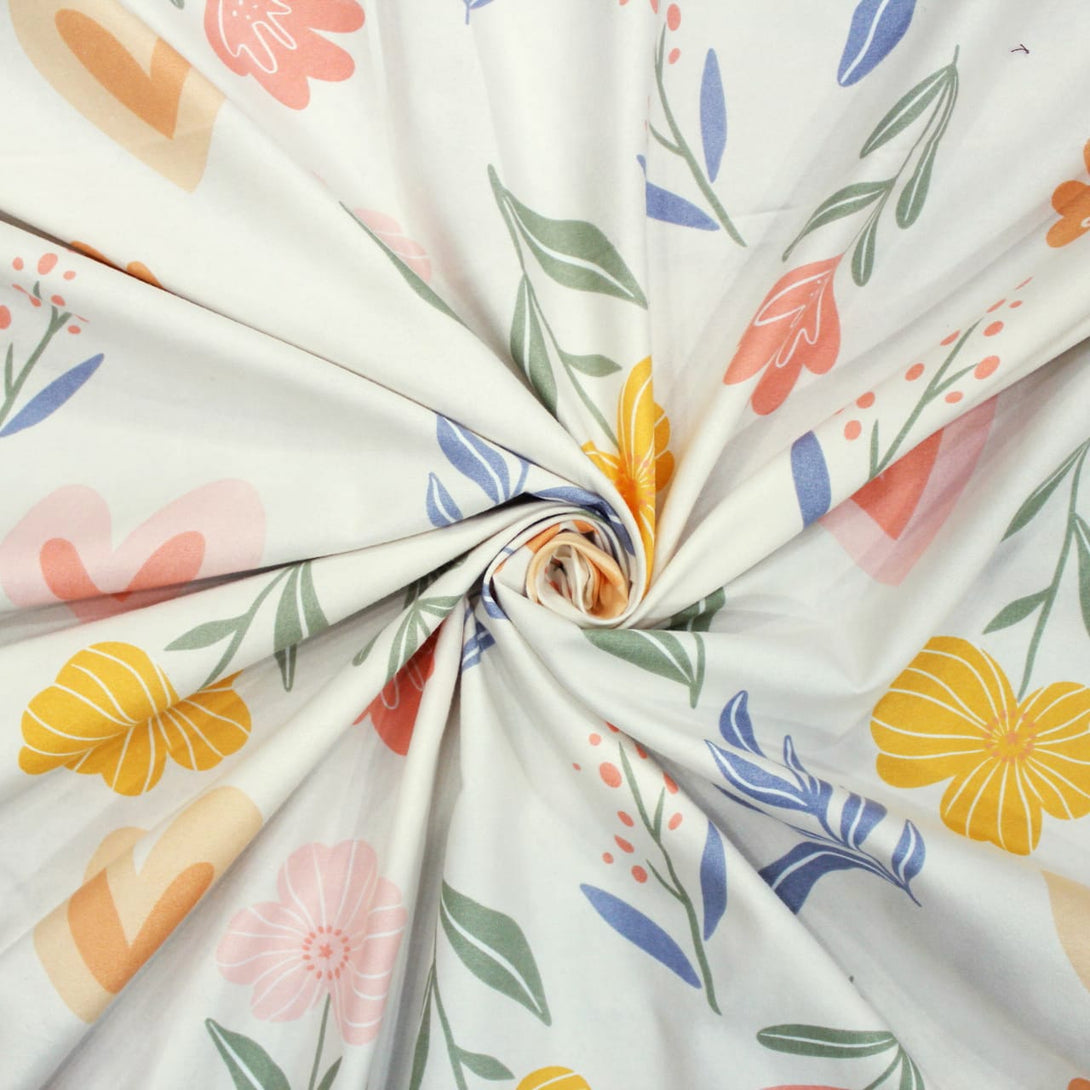 Floral 210 TC Fitted Bedsheet - Multicolor - Braviadecor