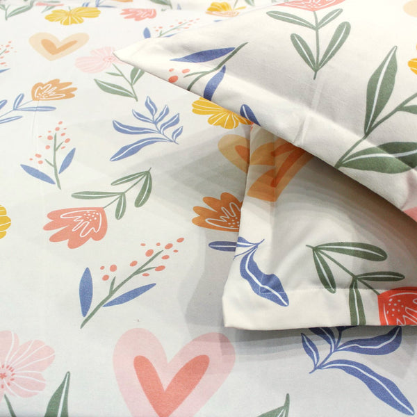 Floral 210 TC Fitted Bedsheet - Multicolor - Braviadecor