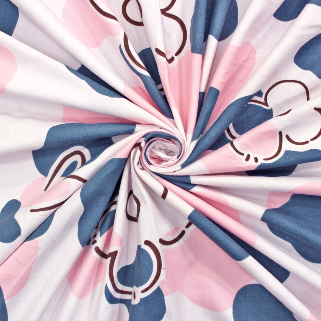 Floral 210 TC Fitted Bedsheet - Magenta - Braviadecor