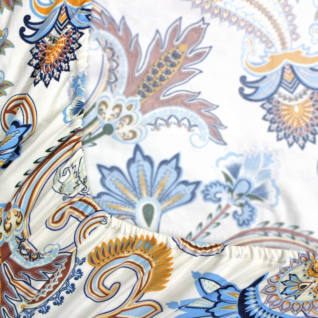 Floral 210 TC Fitted Bedsheet - Multicolor - Braviadecor