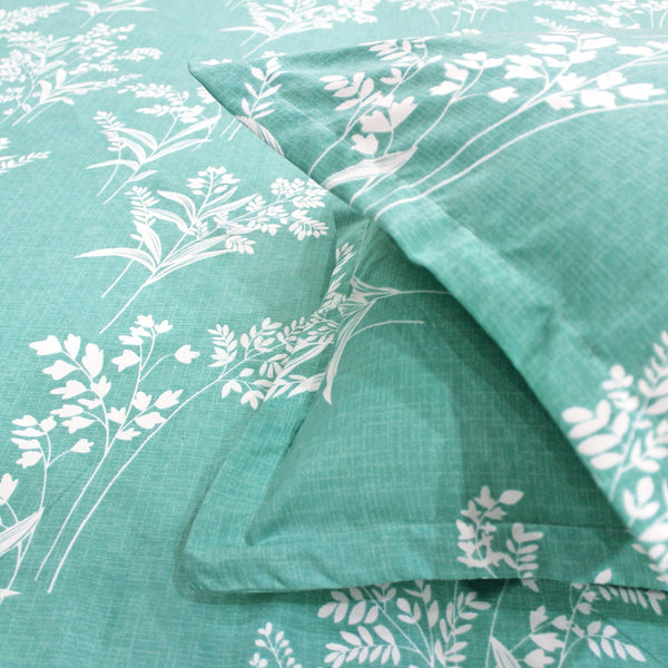 Floral 210 TC Fitted Bedsheet - Green - Braviadecor