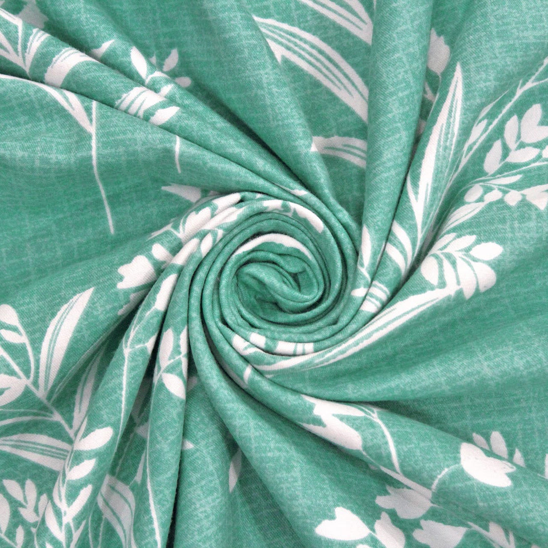 Floral 210 TC Fitted Bedsheet - Green - Braviadecor