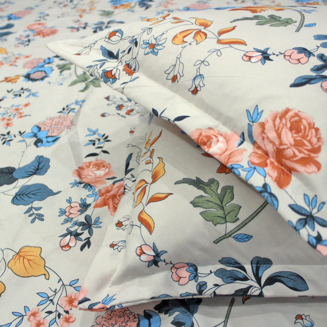 Floral 210 TC Fitted Bedsheet - Multicolor - Braviadecor