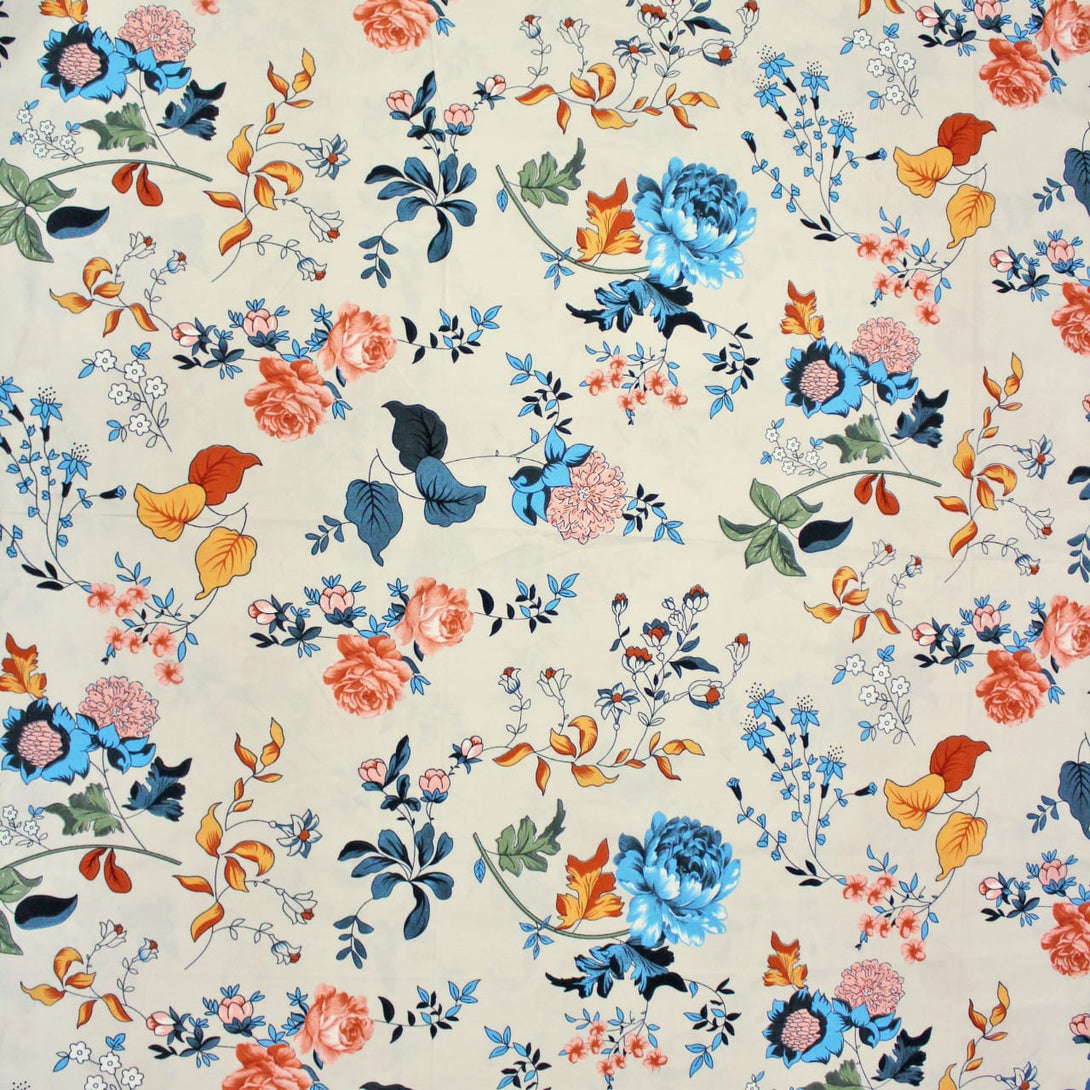 Floral 210 TC Fitted Bedsheet - Multicolor - Braviadecor