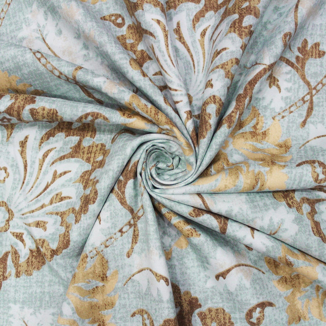 Floral 210 TC Fitted Bedsheet - Blue - Braviadecor