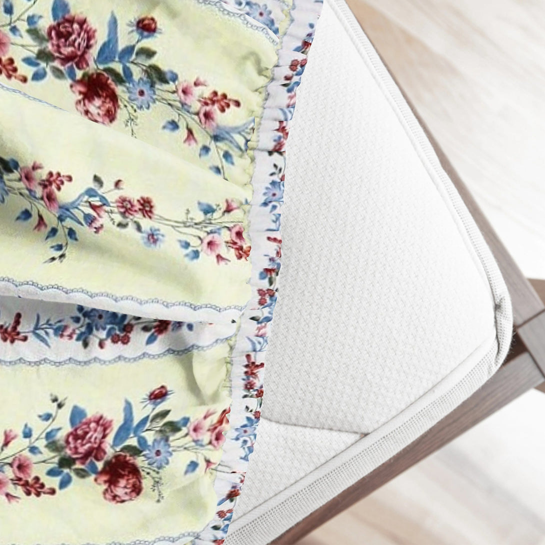 Floral 210 TC Fitted Bedsheet - Multicolor - Braviadecor
