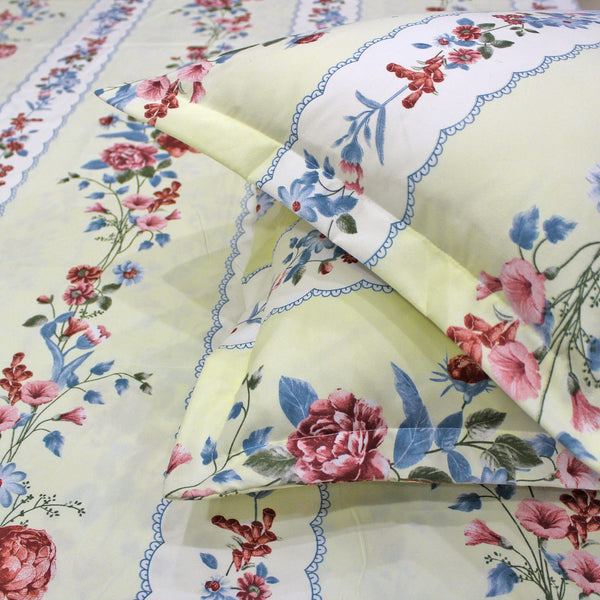 Floral 210 TC Fitted Bedsheet - Multicolor - Braviadecor