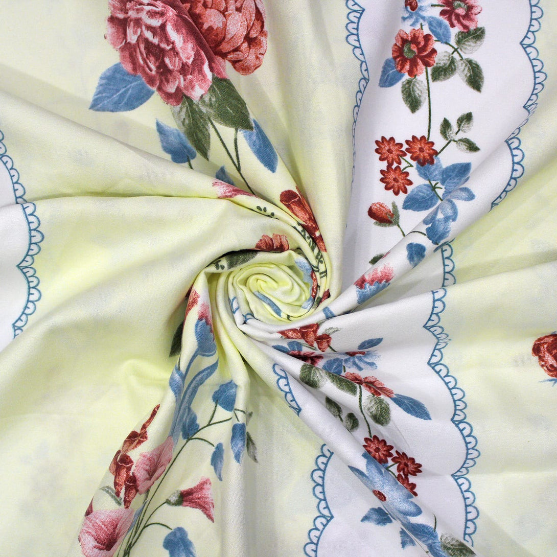 Floral 210 TC Fitted Bedsheet - Multicolor - Braviadecor