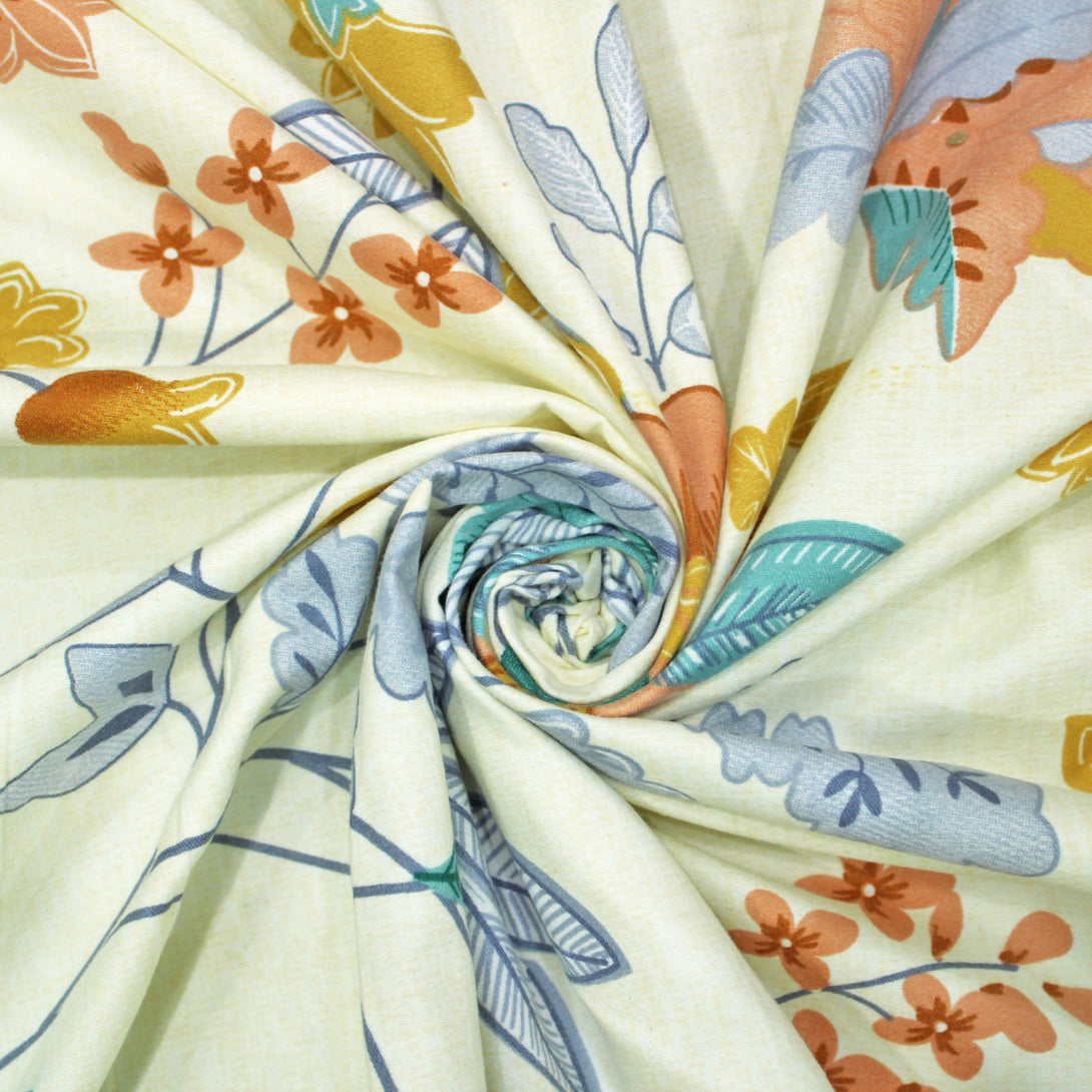 Floral 210 TC Fitted Bedsheet - Multicolor - Braviadecor