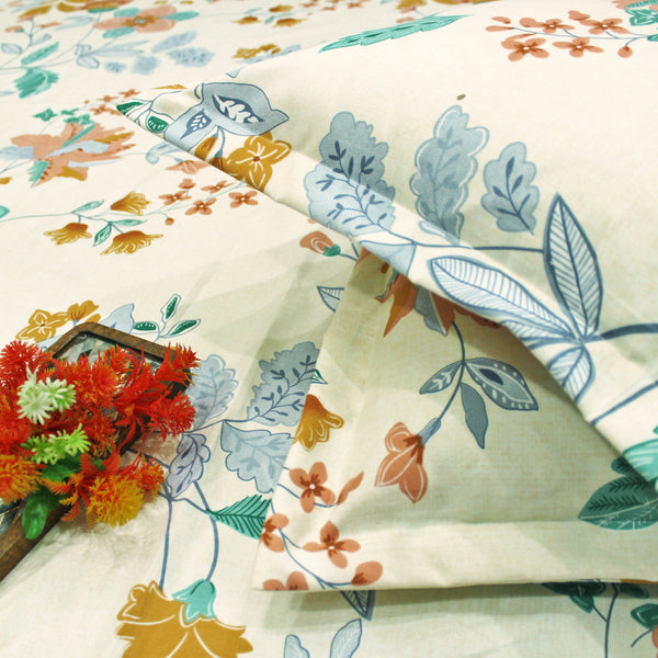 Floral 210 TC Fitted Bedsheet - Multicolor - Braviadecor