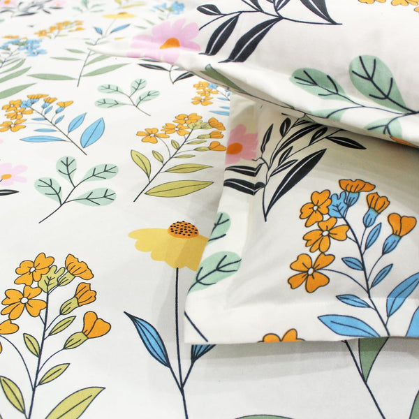 Floral 210 TC Fitted Bedsheet - Multicolor - Braviadecor