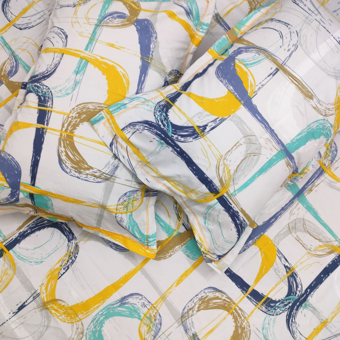 Floral 210 TC Fitted Bedsheet - Multicolor - Braviadecor