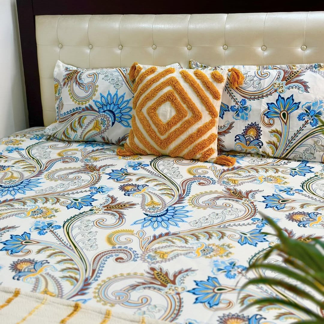 Floral 210 TC Fitted Bedsheet - Multicolor - Braviadecor