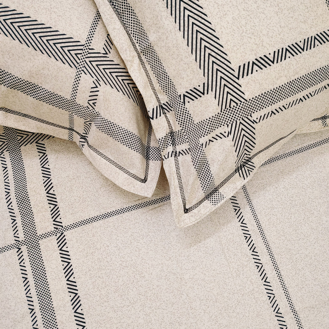 Floral 210 TC Fitted Bedsheet - Beige - Braviadecor