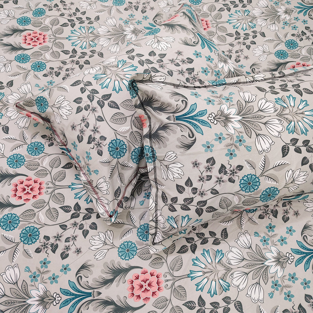 Floral 210 TC Fitted Bedsheet - Multicolor - Braviadecor