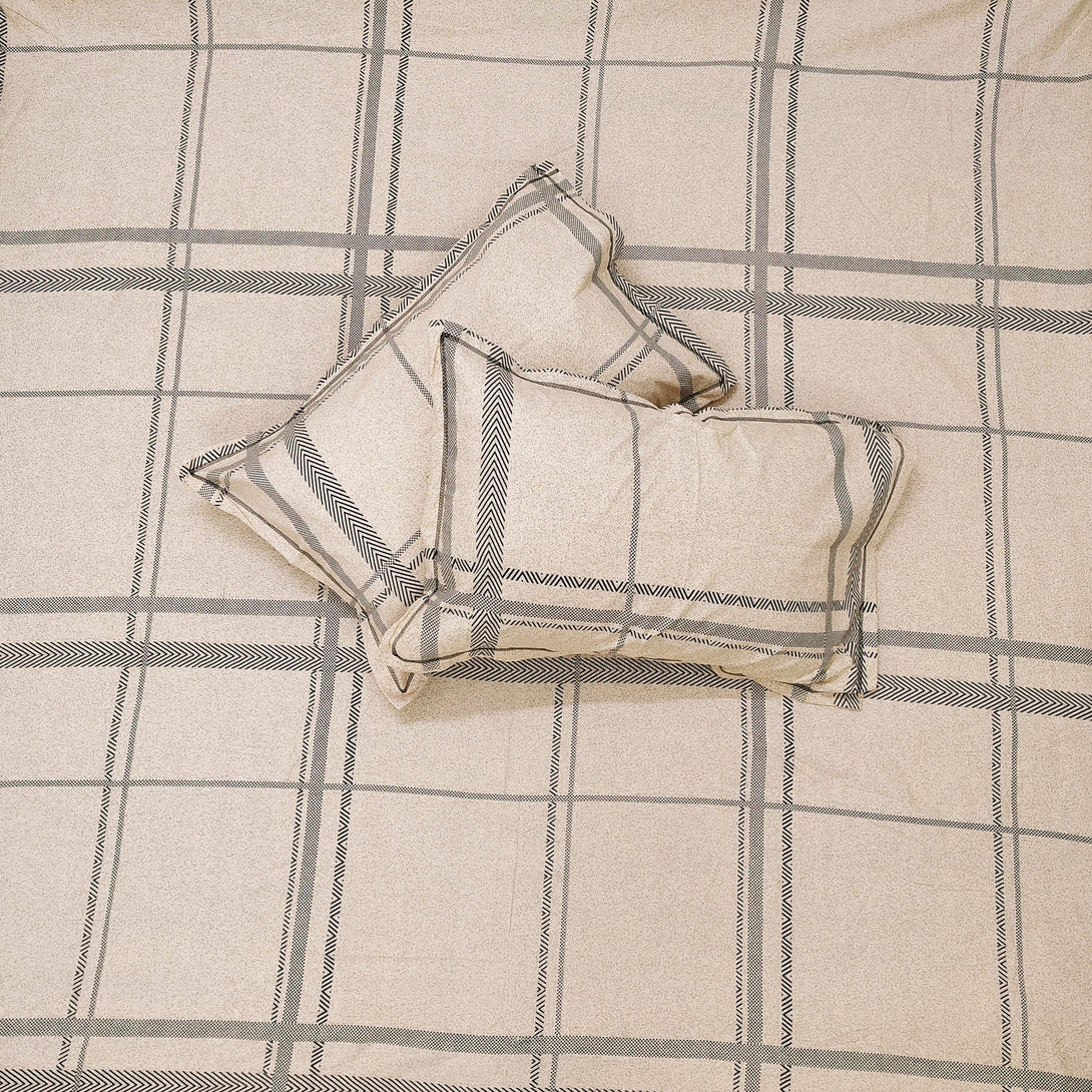 Floral 210 TC Fitted Bedsheet - Beige - Braviadecor